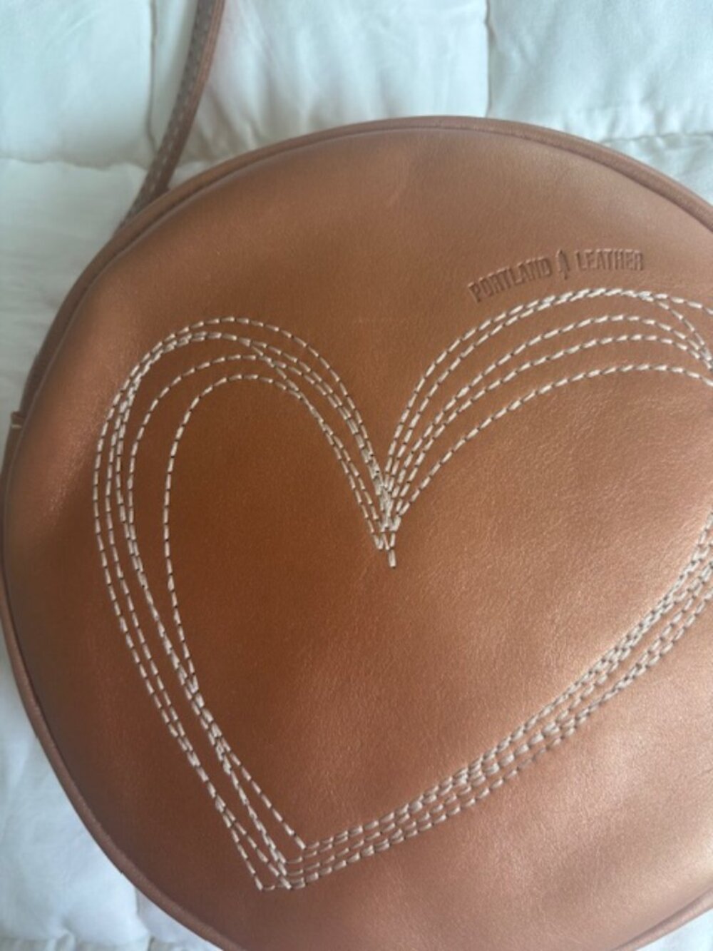 Portland Leather Circle Crossbody Purse - Picture 2 of 5